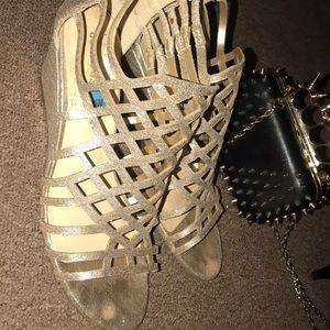 Gold wedge shoes/ party shoes